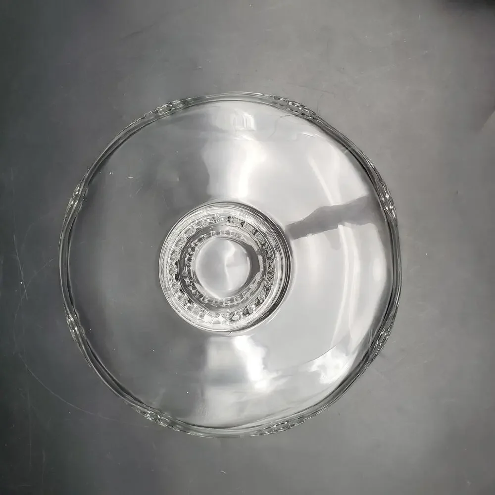 Vintage Clear Glass Low Pedestal Cake Stand Scalloped Rim Serving Plate